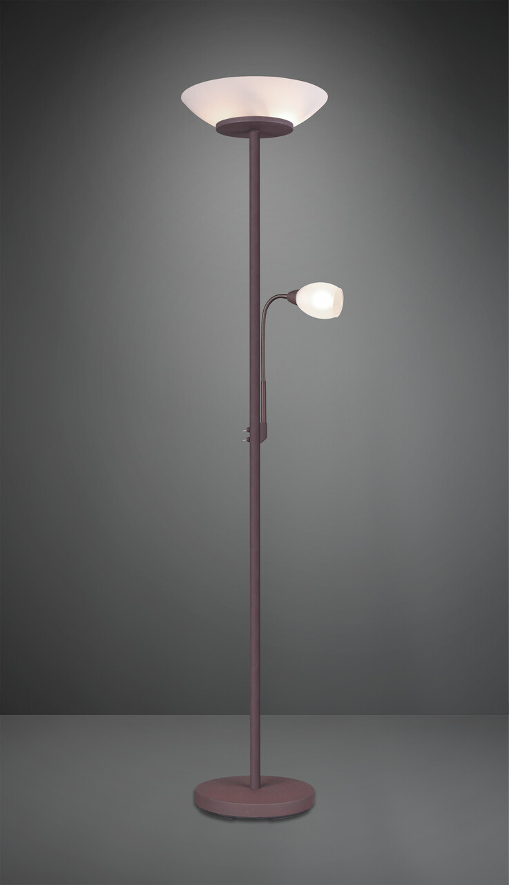 Lampadar Gerry, RL, 34x180 cm, 18W/10W, 2x E27, 1x E14, metal, maro/alb - imagine 3